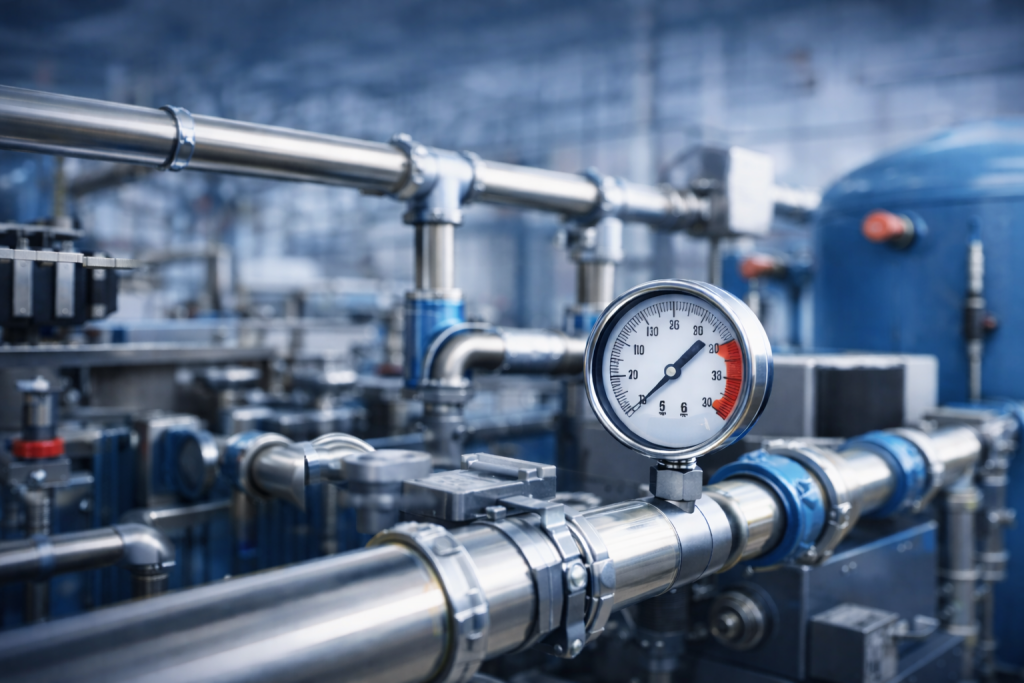 compressed air pressure gauge industrial pipework system Belfast Northern Ireland